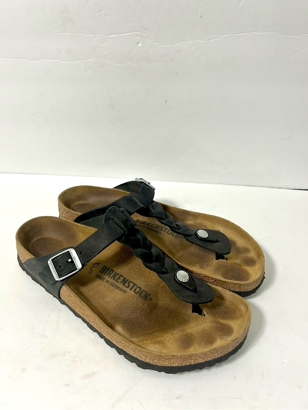 Birkenstock Gizeh Braided Sandal Oiled Leather Black Womens 9 Boho Resort Beach